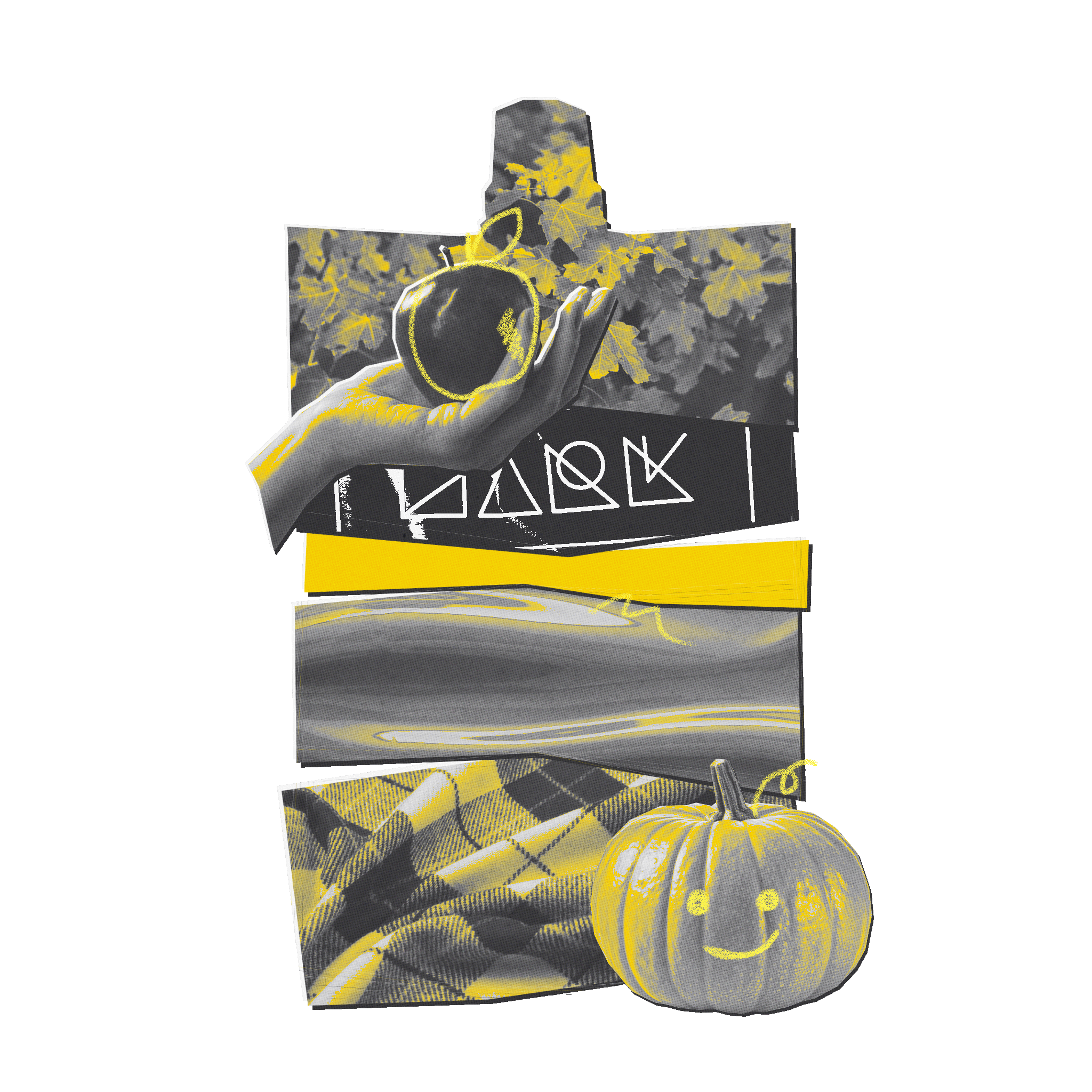 Halloween-themed product with gray, yellow, and black design on a white background